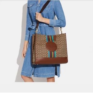 Coach Dempsey Tote 40 In Signature Jacquard With Stripe And Coach Patch Net